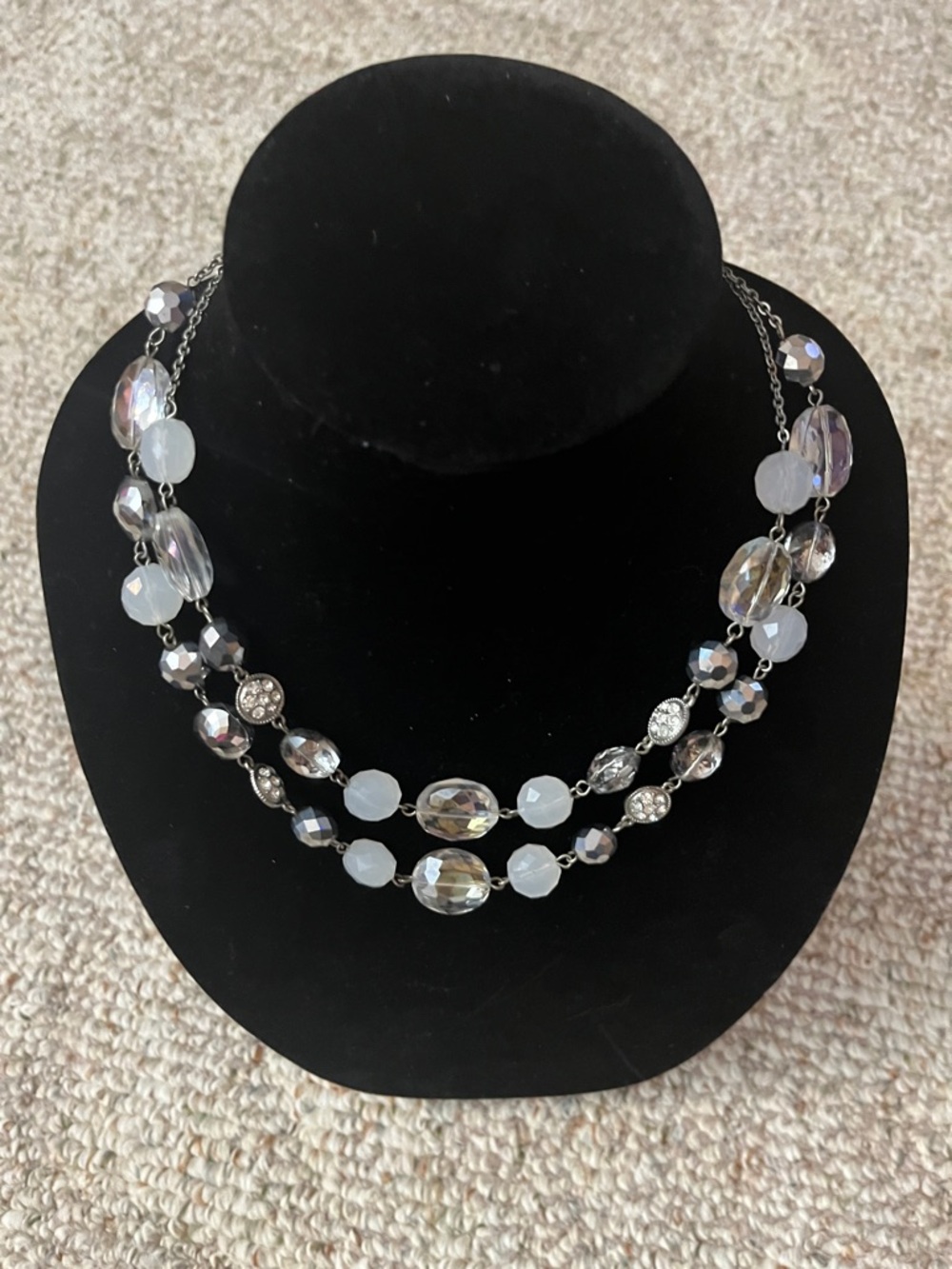Crystal and Iridescent Multi-Strand Necklace